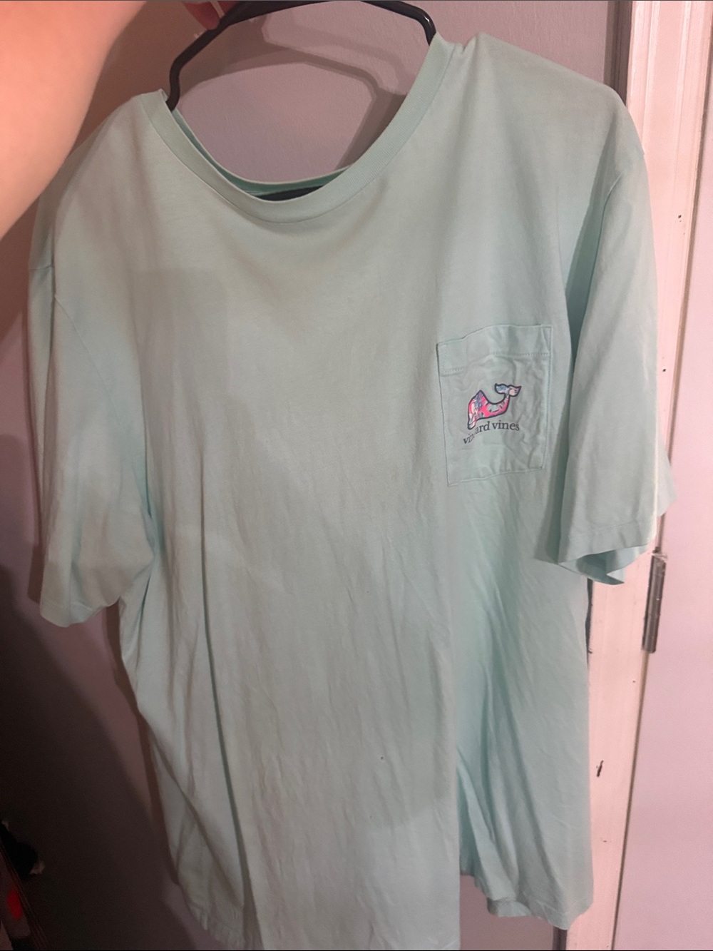 Vineyard Vines Light Mint Short Sleeve Pocket Tee with Whale Logo